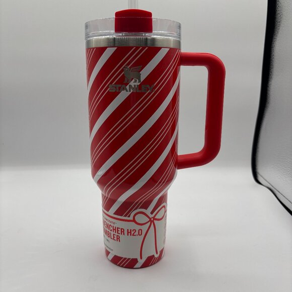Stanley 40 oz Stainless Steel H2.0 FlowState Quencher Tumbler Candy Cane Twist - Picture 1 of 2